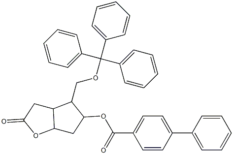 2-oxo-4-[(trityloxy)methyl]hexahydro-2H-cyclopenta[b]furan-5-yl [1,1'-biphenyl]-4-carboxylate 化学構造式