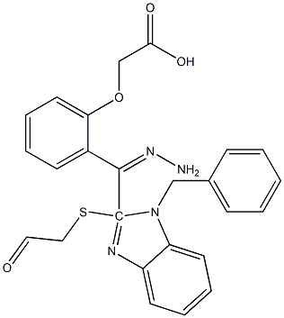 [2-(2-{[(1-benzyl-1H-benzimidazol-2-yl)sulfanyl]acetyl}carbohydrazonoyl)phenoxy]acetic acid Struktur