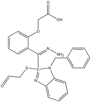 [2-(2-{[(1-benzyl-1H-benzimidazol-2-yl)sulfanyl]acetyl}carbohydrazonoyl)phenoxy]acetic acid 化学構造式