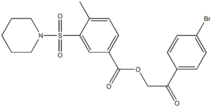 2-(4-bromophenyl)-2-oxoethyl 4-methyl-3-(1-piperidinylsulfonyl)benzoate 结构式