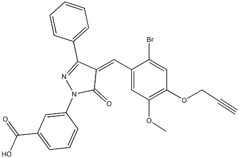 3-{4-[2-bromo-5-methoxy-4-(prop-2-ynyloxy)benzylidene]-5-oxo-3-phenyl-4,5-dihydro-1H-pyrazol-1-yl}benzoic acid Structure