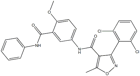 N-[3-(anilinocarbonyl)-4-methoxyphenyl]-3-(2,6-dichlorophenyl)-5-methyl-4-isoxazolecarboxamide Structure