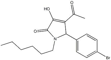4-acetyl-5-(4-bromophenyl)-1-hexyl-3-hydroxy-1,5-dihydro-2H-pyrrol-2-one 化学構造式