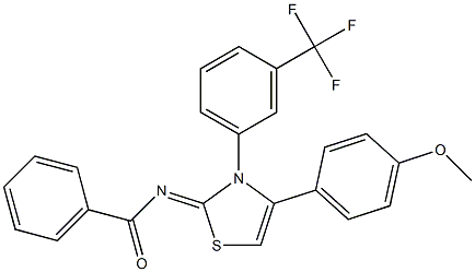 N-(4-(4-methoxyphenyl)-3-[3-(trifluoromethyl)phenyl]-1,3-thiazol-2(3H)-ylidene)benzamide Struktur