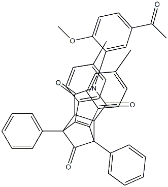 4-(5-acetyl-2-methoxyphenyl)-8,9-bis(4-methylphenyl)-1,7-diphenyl-4-azatricyclo[5.2.1.0~2,6~]dec-8-ene-3,5,10-trione,,结构式