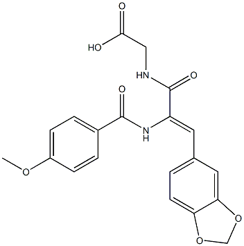 ({3-(1,3-benzodioxol-5-yl)-2-[(4-methoxybenzoyl)amino]acryloyl}amino)acetic acid Struktur