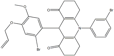 9-[4-(allyloxy)-2-bromo-5-methoxyphenyl]-10-(3-bromophenyl)-3,4,6,7,9,10-hexahydro-1,8(2H,5H)-acridinedione 化学構造式