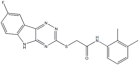 N-(2,3-dimethylphenyl)-2-[(8-fluoro-5H-[1,2,4]triazino[5,6-b]indol-3-yl)sulfanyl]acetamide 化学構造式