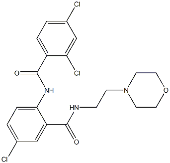 2,4-dichloro-N-[4-chloro-2-({[2-(4-morpholinyl)ethyl]amino}carbonyl)phenyl]benzamide 化学構造式