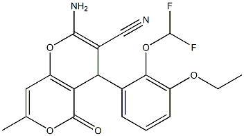 2-amino-4-[2-(difluoromethoxy)-3-ethoxyphenyl]-7-methyl-5-oxo-4H,5H-pyrano[4,3-b]pyran-3-carbonitrile|