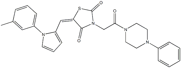 5-{[1-(3-methylphenyl)-1H-pyrrol-2-yl]methylene}-3-[2-oxo-2-(4-phenylpiperazin-1-yl)ethyl]-1,3-thiazolidine-2,4-dione,,结构式