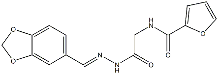 N-{2-[2-(1,3-benzodioxol-5-ylmethylene)hydrazino]-2-oxoethyl}-2-furamide Struktur