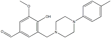4-hydroxy-3-methoxy-5-{[4-(4-methylphenyl)-1-piperazinyl]methyl}benzaldehyde 化学構造式