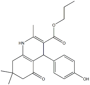 propyl 4-(4-hydroxyphenyl)-2,7,7-trimethyl-5-oxo-1,4,5,6,7,8-hexahydro-3-quinolinecarboxylate Structure