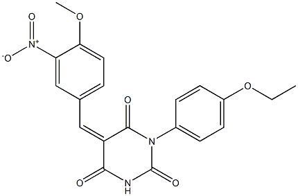 1-(4-ethoxyphenyl)-5-{3-nitro-4-methoxybenzylidene}-2,4,6(1H,3H,5H)-pyrimidinetrione Structure