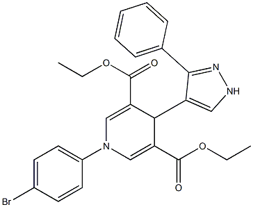 diethyl 1-(4-bromophenyl)-4-(3-phenyl-1H-pyrazol-4-yl)-1,4-dihydropyridine-3,5-dicarboxylate Structure