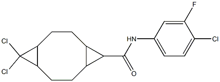 10,10-dichloro-N-(4-chloro-3-fluorophenyl)tricyclo[7.1.0.0~4,6~]decane-5-carboxamide 结构式