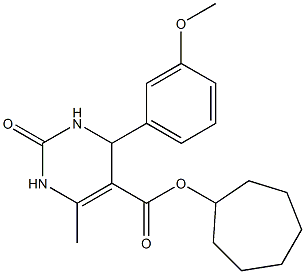 cycloheptyl 4-(3-methoxyphenyl)-6-methyl-2-oxo-1,2,3,4-tetrahydro-5-pyrimidinecarboxylate 化学構造式