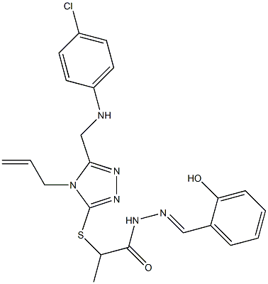 2-({4-allyl-5-[(4-chloroanilino)methyl]-4H-1,2,4-triazol-3-yl}sulfanyl)-N'-(2-hydroxybenzylidene)propanohydrazide,,结构式