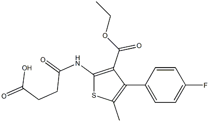 4-{[3-(ethoxycarbonyl)-4-(4-fluorophenyl)-5-methylthien-2-yl]amino}-4-oxobutanoic acid 化学構造式