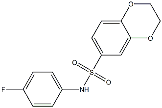 N-(4-fluorophenyl)-2,3-dihydro-1,4-benzodioxine-6-sulfonamide,,结构式