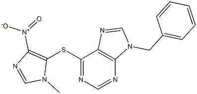 9-benzyl-6-({4-nitro-1-methyl-1H-imidazol-5-yl}sulfanyl)-9H-purine Struktur
