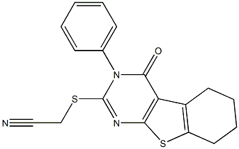 [(4-oxo-3-phenyl-3,4,5,6,7,8-hexahydro[1]benzothieno[2,3-d]pyrimidin-2-yl)sulfanyl]acetonitrile Struktur