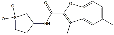 N-(1,1-dioxidotetrahydro-3-thienyl)-3,5-dimethyl-1-benzofuran-2-carboxamide,,结构式