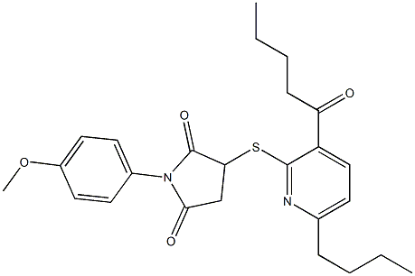  3-[(6-butyl-3-pentanoyl-2-pyridinyl)sulfanyl]-1-(4-methoxyphenyl)-2,5-pyrrolidinedione