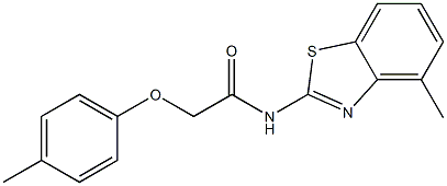 N-(4-methyl-1,3-benzothiazol-2-yl)-2-(4-methylphenoxy)acetamide,,结构式