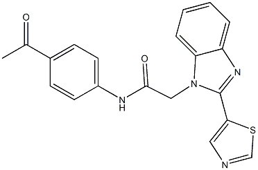 N-(4-acetylphenyl)-2-[2-(1,3-thiazol-5-yl)-1H-benzimidazol-1-yl]acetamide Structure