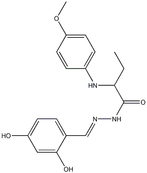N'-(2,4-dihydroxybenzylidene)-2-(4-methoxyanilino)butanohydrazide,,结构式