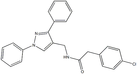 2-(4-chlorophenyl)-N-[(1,3-diphenyl-1H-pyrazol-4-yl)methyl]acetamide,,结构式