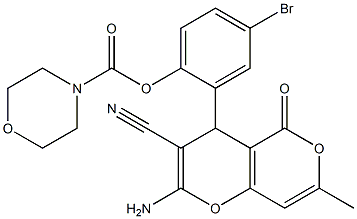 2-(2-amino-3-cyano-7-methyl-5-oxo-4H,5H-pyrano[4,3-b]pyran-4-yl)-4-bromophenyl 4-morpholinecarboxylate