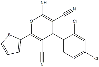 2-amino-4-(2,4-dichlorophenyl)-6-thien-2-yl-4H-pyran-3,5-dicarbonitrile Structure