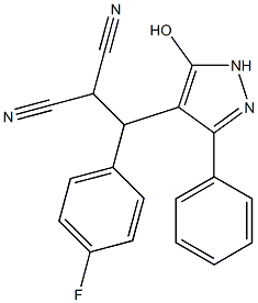 2-[(4-fluorophenyl)(5-hydroxy-3-phenyl-1H-pyrazol-4-yl)methyl]malononitrile Structure