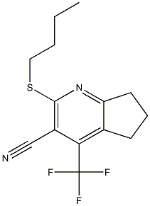 2-(butylsulfanyl)-4-(trifluoromethyl)-6,7-dihydro-5H-cyclopenta[b]pyridine-3-carbonitrile,,结构式