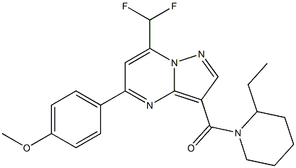 7-(difluoromethyl)-3-[(2-ethyl-1-piperidinyl)carbonyl]-5-(4-methoxyphenyl)pyrazolo[1,5-a]pyrimidine,,结构式