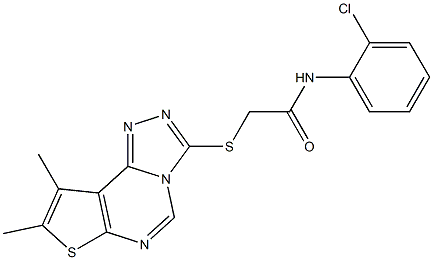 N-(2-chlorophenyl)-2-[(8,9-dimethylthieno[3,2-e][1,2,4]triazolo[4,3-c]pyrimidin-3-yl)sulfanyl]acetamide,,结构式