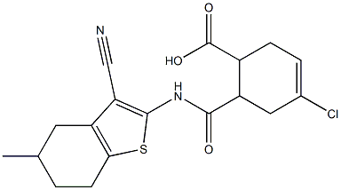 4-chloro-6-{[(3-cyano-5-methyl-4,5,6,7-tetrahydro-1-benzothien-2-yl)amino]carbonyl}-3-cyclohexene-1-carboxylic acid,,结构式