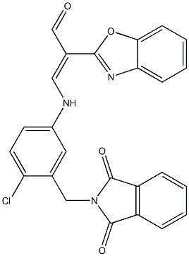 2-(1,3-benzoxazol-2-yl)-3-{4-chloro-3-[(1,3-dioxo-1,3-dihydro-2H-isoindol-2-yl)methyl]anilino}acrylaldehyde,,结构式