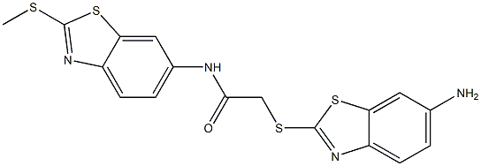 2-[(6-amino-1,3-benzothiazol-2-yl)sulfanyl]-N-[2-(methylsulfanyl)-1,3-benzothiazol-6-yl]acetamide 结构式