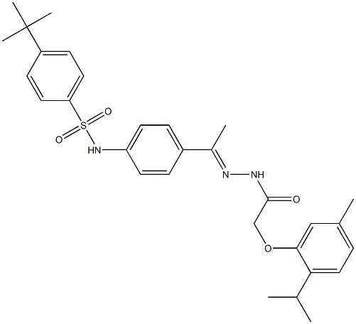 4-tert-butyl-N-(4-{N-[(2-isopropyl-5-methylphenoxy)acetyl]ethanehydrazonoyl}phenyl)benzenesulfonamide