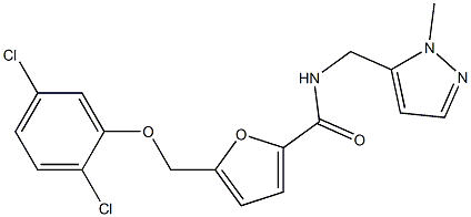 5-[(2,5-dichlorophenoxy)methyl]-N-[(1-methyl-1H-pyrazol-5-yl)methyl]-2-furamide 化学構造式