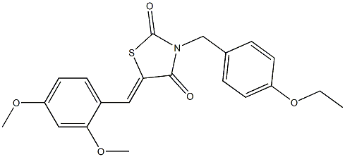 5-(2,4-dimethoxybenzylidene)-3-(4-ethoxybenzyl)-1,3-thiazolidine-2,4-dione 化学構造式