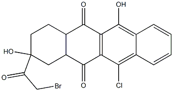 2-(bromoacetyl)-11-chloro-2,6-dihydroxy-1,2,3,4,4a,12a-hexahydro-5,12-naphthacenedione Structure