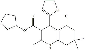 cyclopentyl 2,7,7-trimethyl-5-oxo-4-thien-2-yl-1,4,5,6,7,8-hexahydroquinoline-3-carboxylate Structure