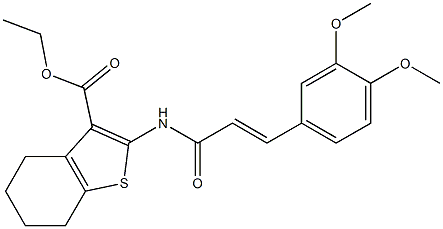 ethyl 2-{[3-(3,4-dimethoxyphenyl)acryloyl]amino}-4,5,6,7-tetrahydro-1-benzothiophene-3-carboxylate 结构式
