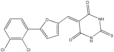 5-{[5-(2,3-dichlorophenyl)-2-furyl]methylene}-2-thioxodihydro-4,6(1H,5H)-pyrimidinedione Structure