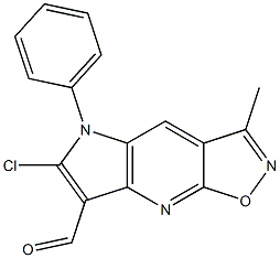 6-chloro-3-methyl-5-phenyl-5H-isoxazolo[5,4-b]pyrrolo[2,3-e]pyridine-7-carbaldehyde 结构式